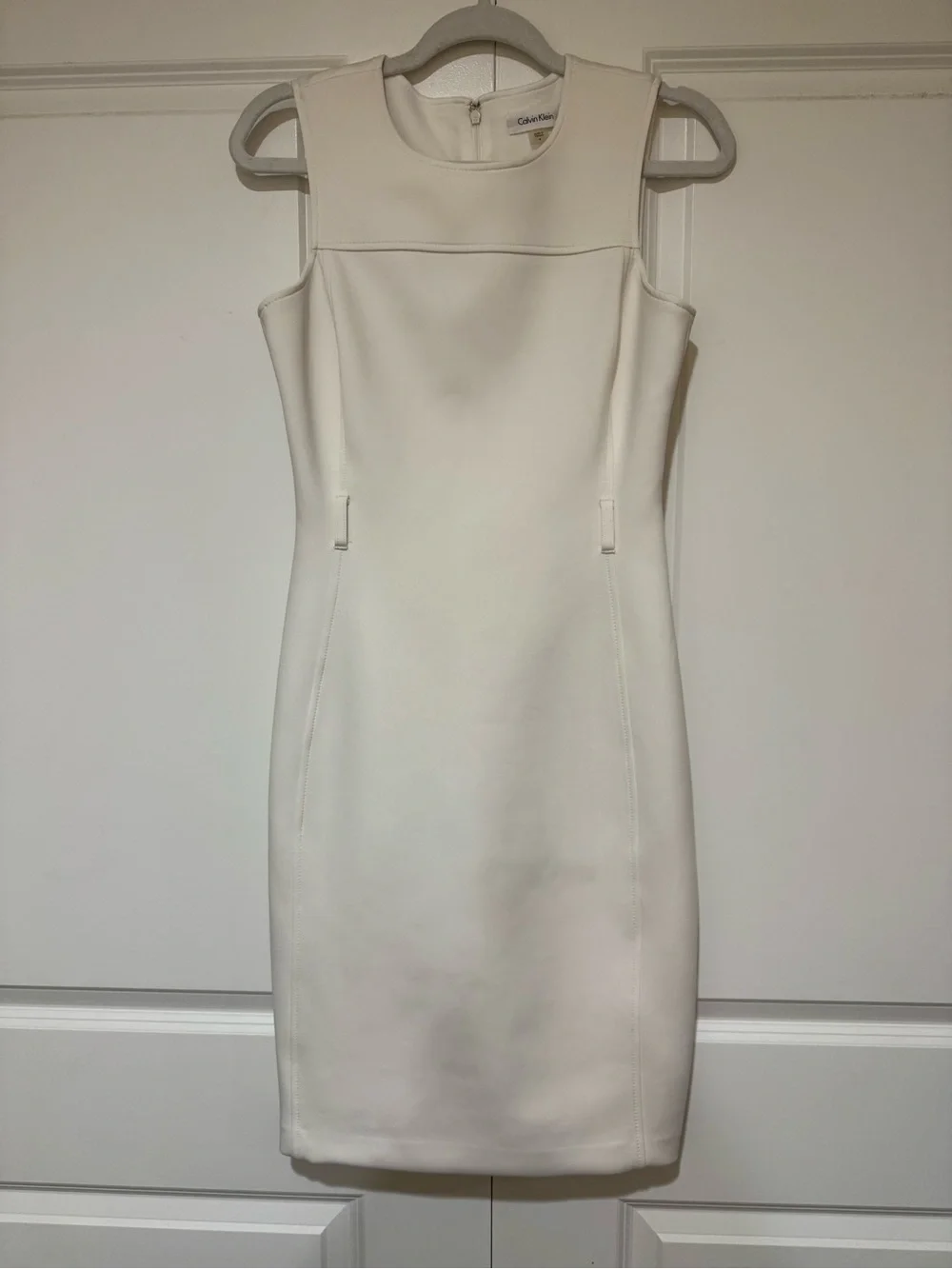 Calvin Klein Cream Sleeveless Sheath Dress